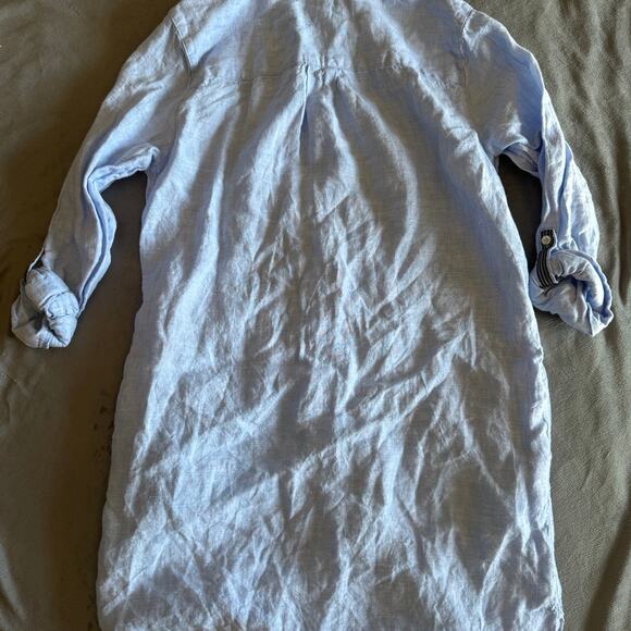 C&C California 100% Linen Shirt Dress Light Blue Size Small - Picture 7 of 7